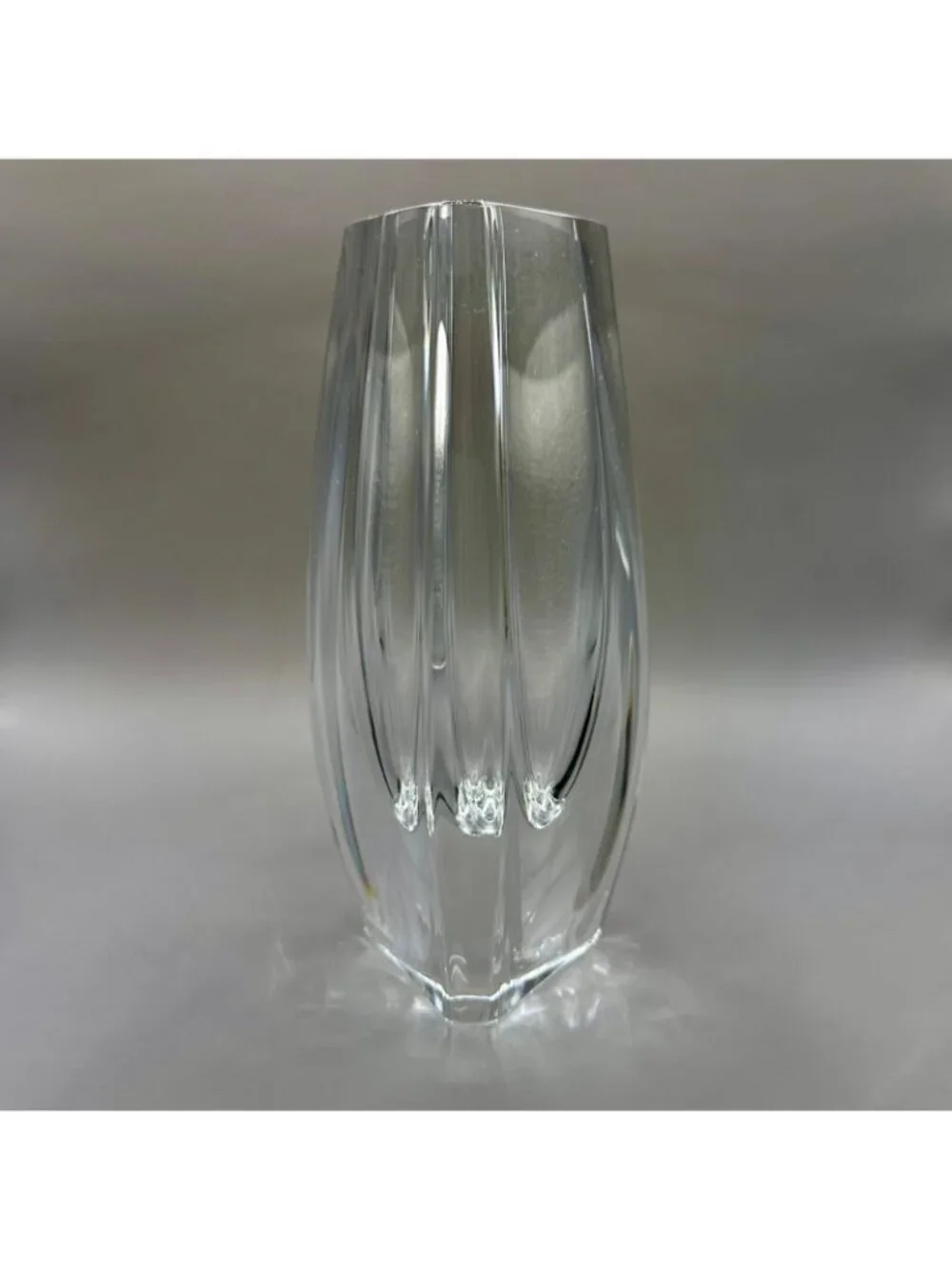 Baccarat Signed Bouton D'Or Gold Button Triangular Art Glass Crystal Vase 6
